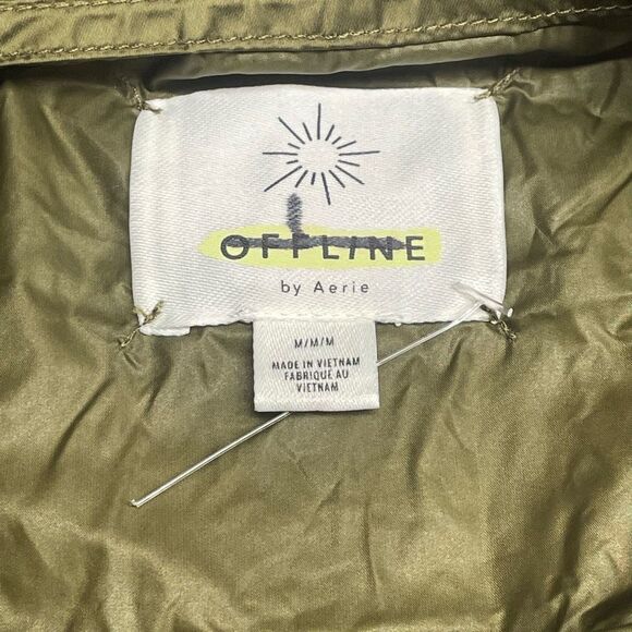 Aerie Offline Olive Green Shine Windbreaker Jacket - Picture 5 of 8